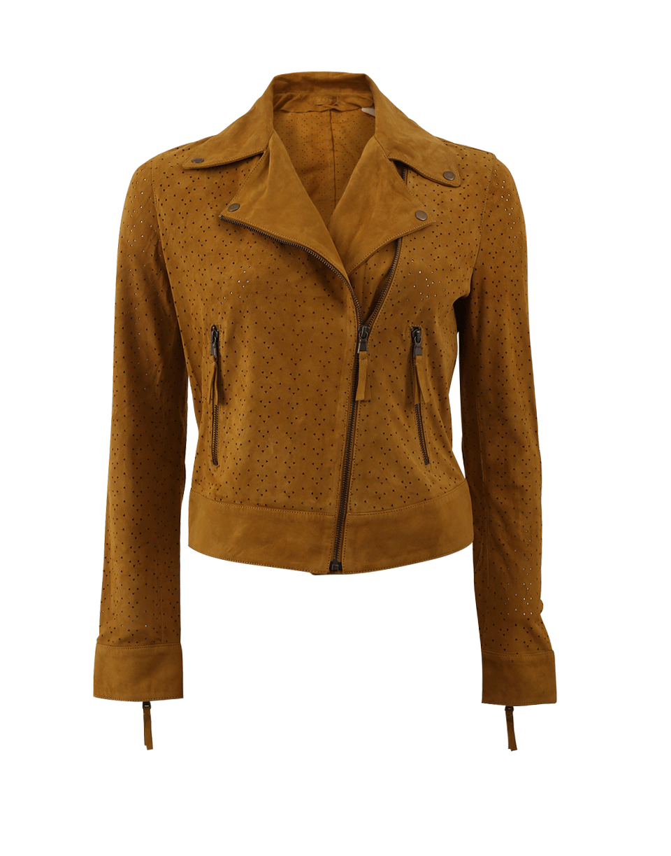 METEO BY YVES SALOMON-Perforated Suede Jacket-