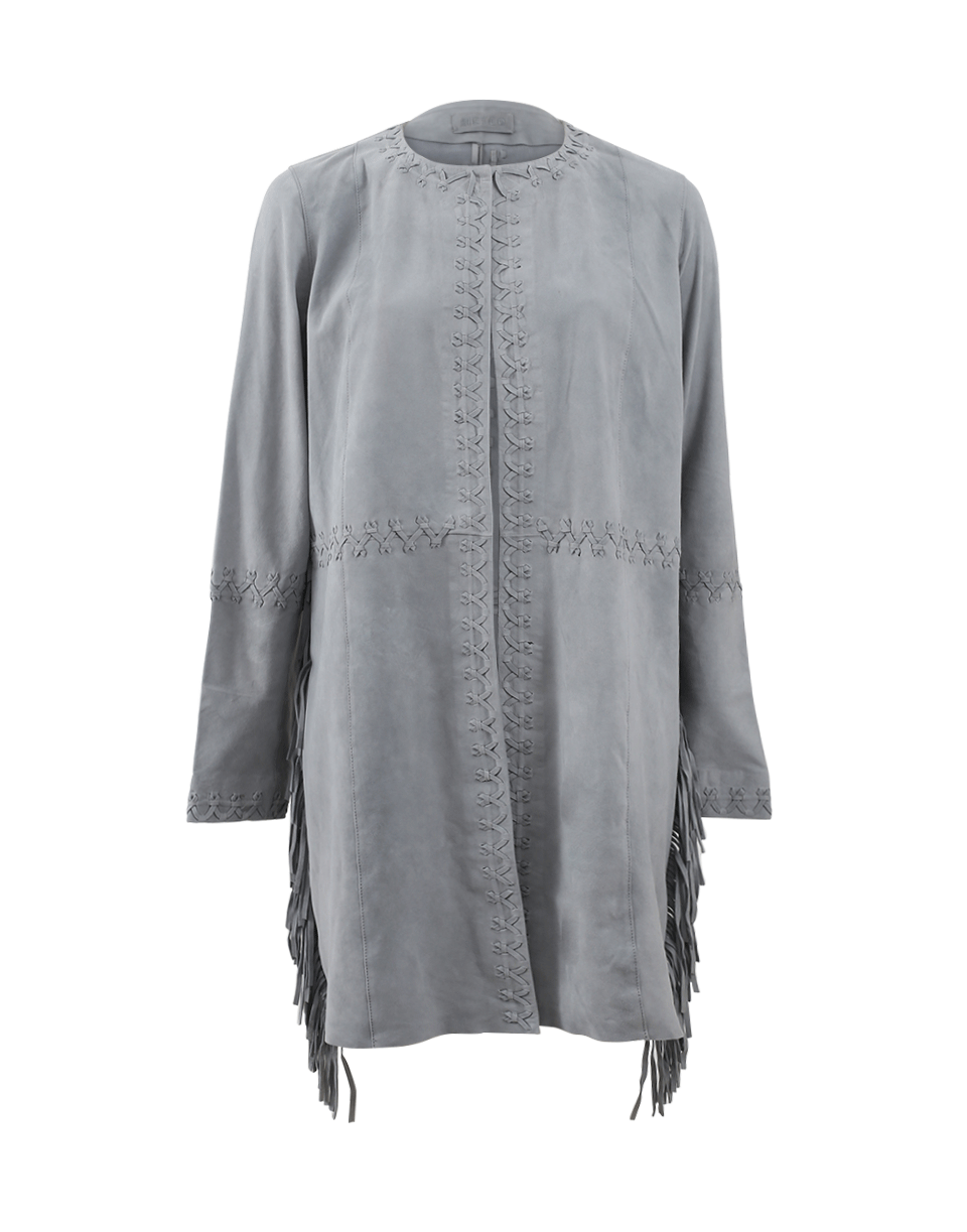 METEO BY YVES SALOMON-Suede Fringe Coat-