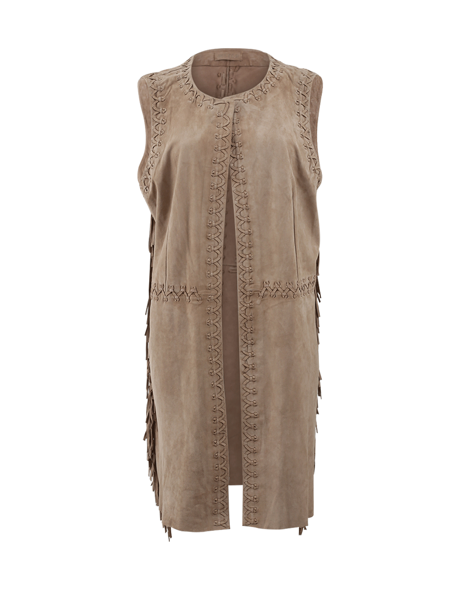 METEO BY YVES SALOMON-Suede Fringe Vest-SAHARA