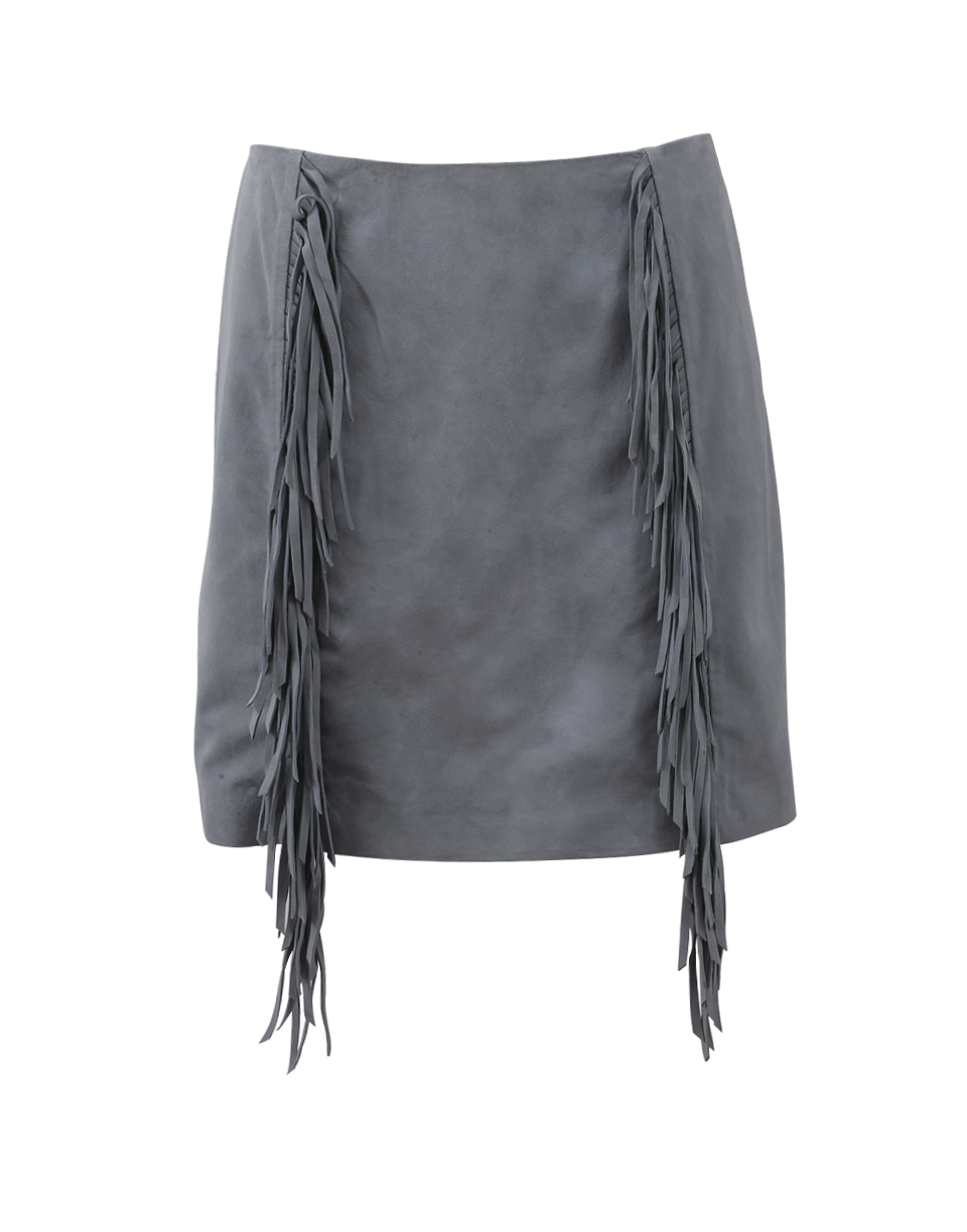 METEO BY YVES SALOMON-Suede Fringe Skirt-