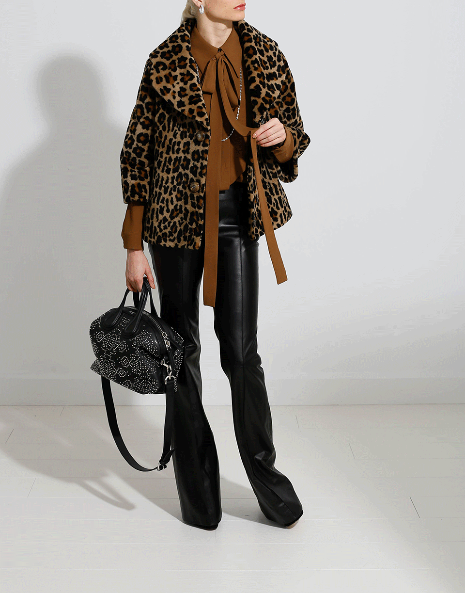 MICHAEL KORS-Leopard Shearling Jacket-