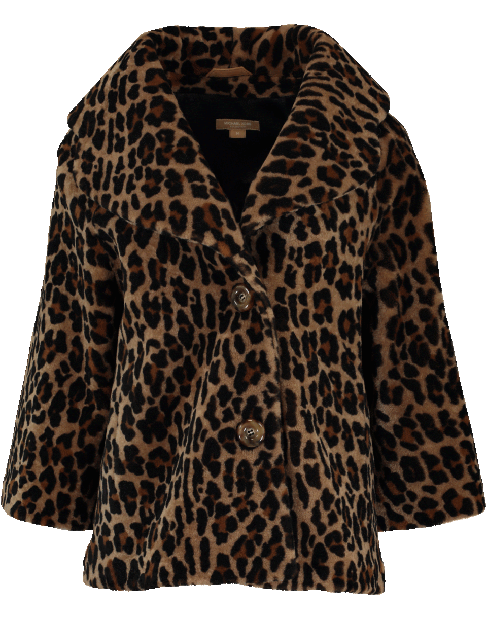 MICHAEL KORS-Leopard Shearling Jacket-