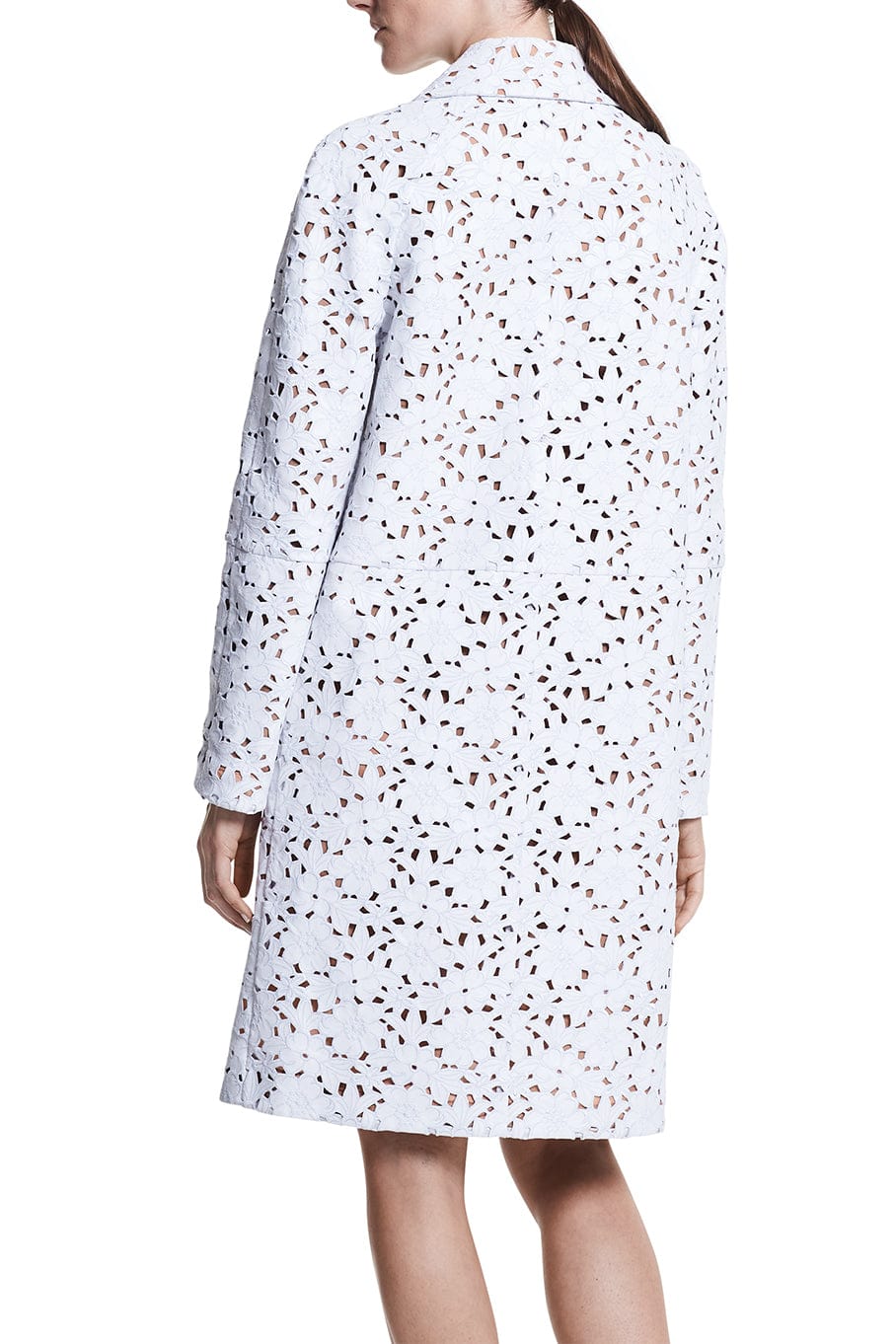 MICHAEL KORS-Floral Lace Plonge Balmacaan-OPTIC WHITE