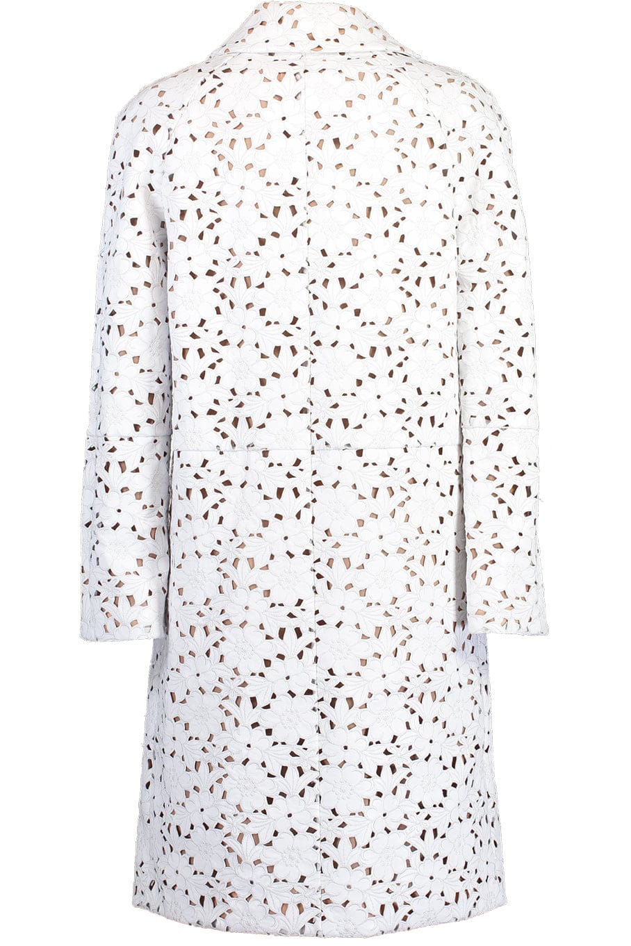 MICHAEL KORS-Floral Lace Plonge Balmacaan-OPTIC WHITE