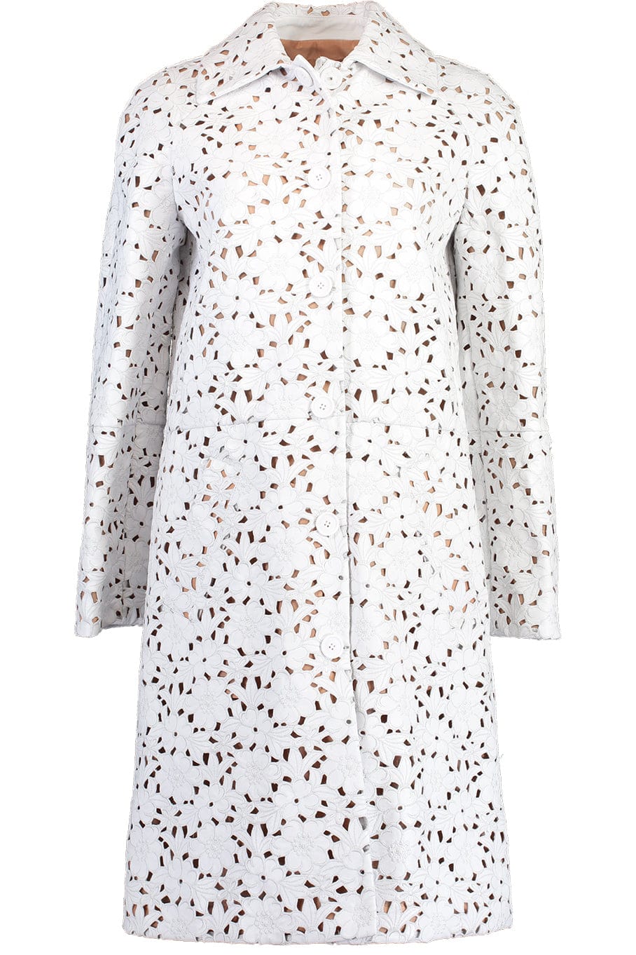MICHAEL KORS-Floral Lace Plonge Balmacaan-OPTIC WHITE