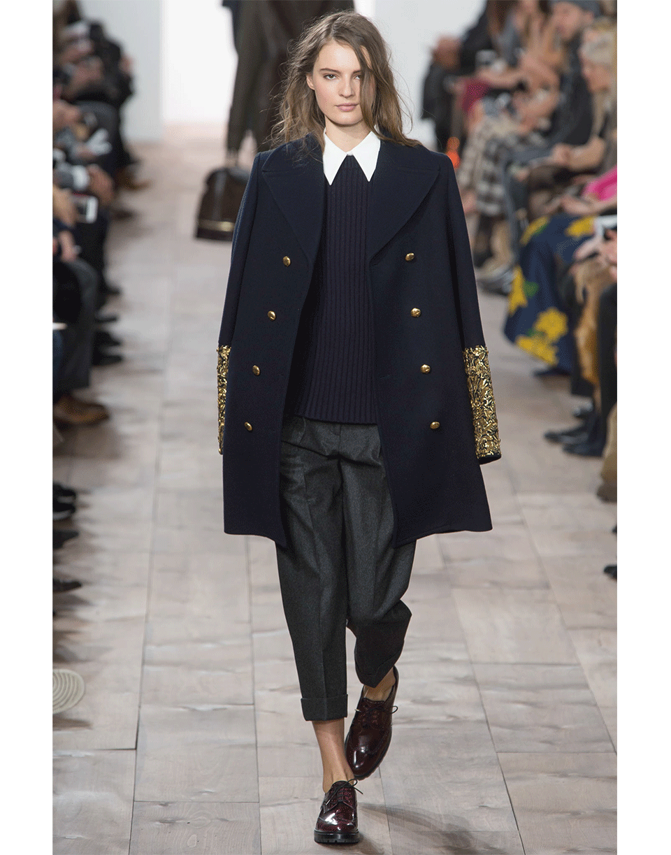 MICHAEL KORS-Bouillionne Cuff Coat-NAVY