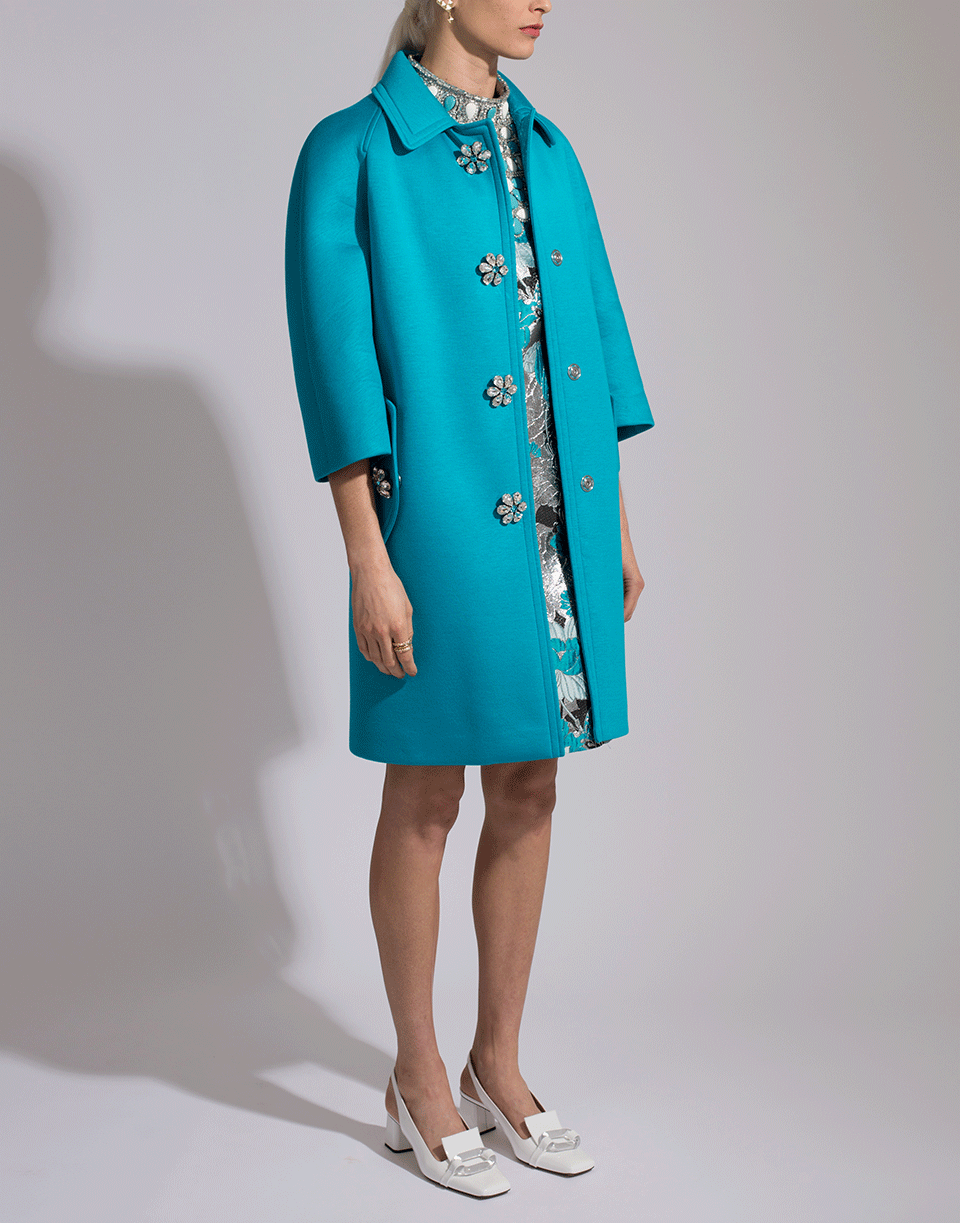 MICHAEL KORS-Scuba Jersey Balmacaan Coat-TURQ