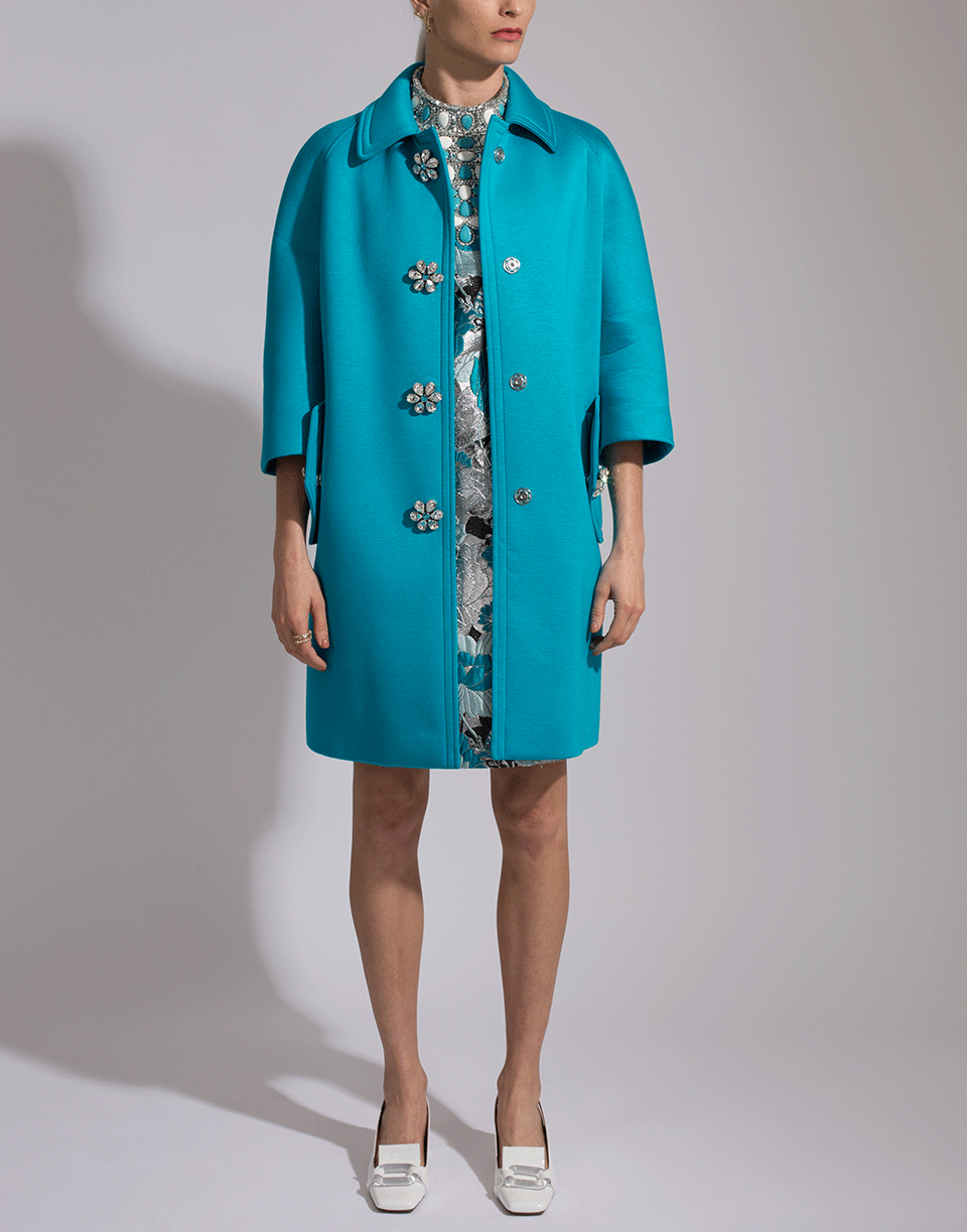 MICHAEL KORS-Scuba Jersey Balmacaan Coat-TURQ