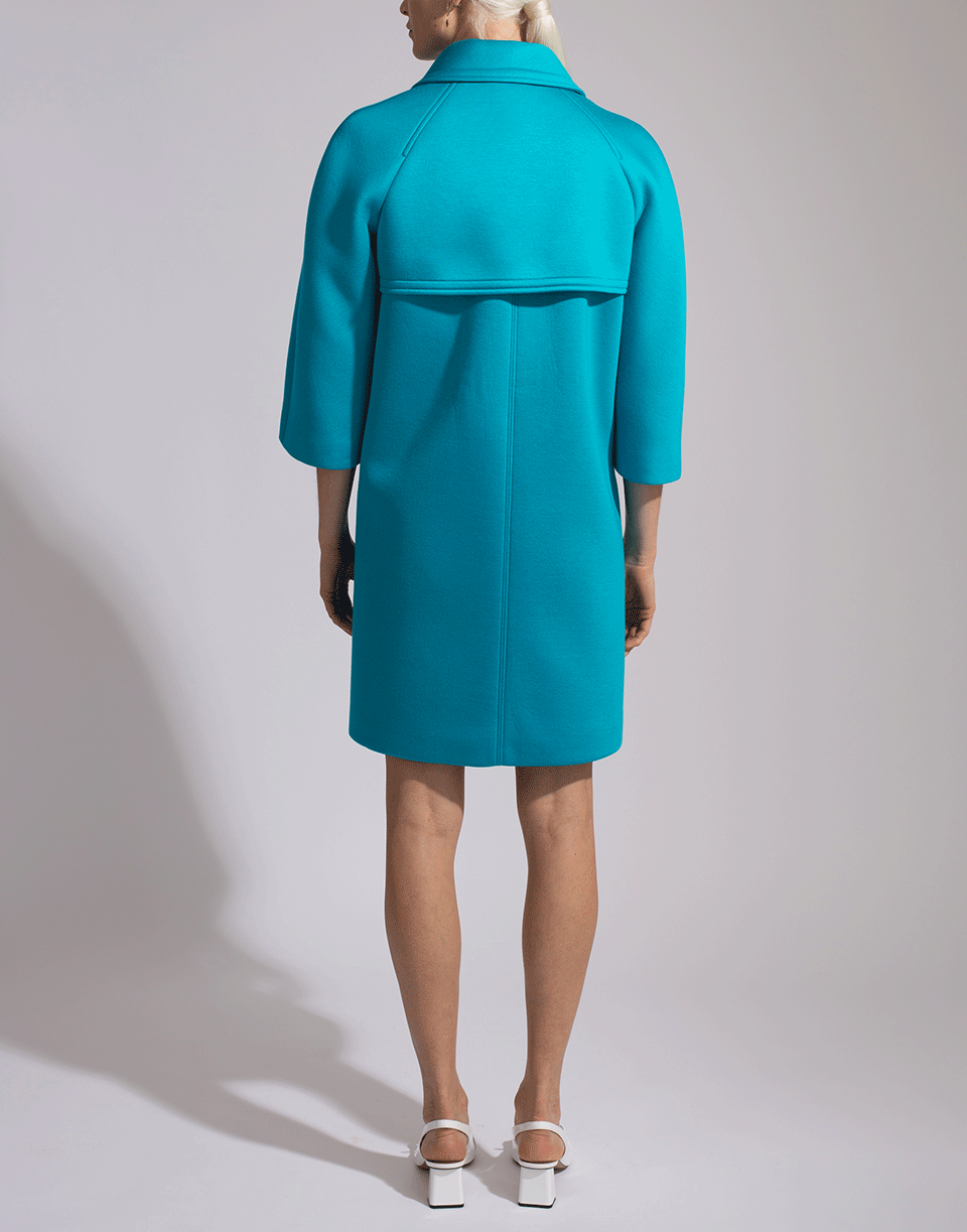MICHAEL KORS-Scuba Jersey Balmacaan Coat-TURQ