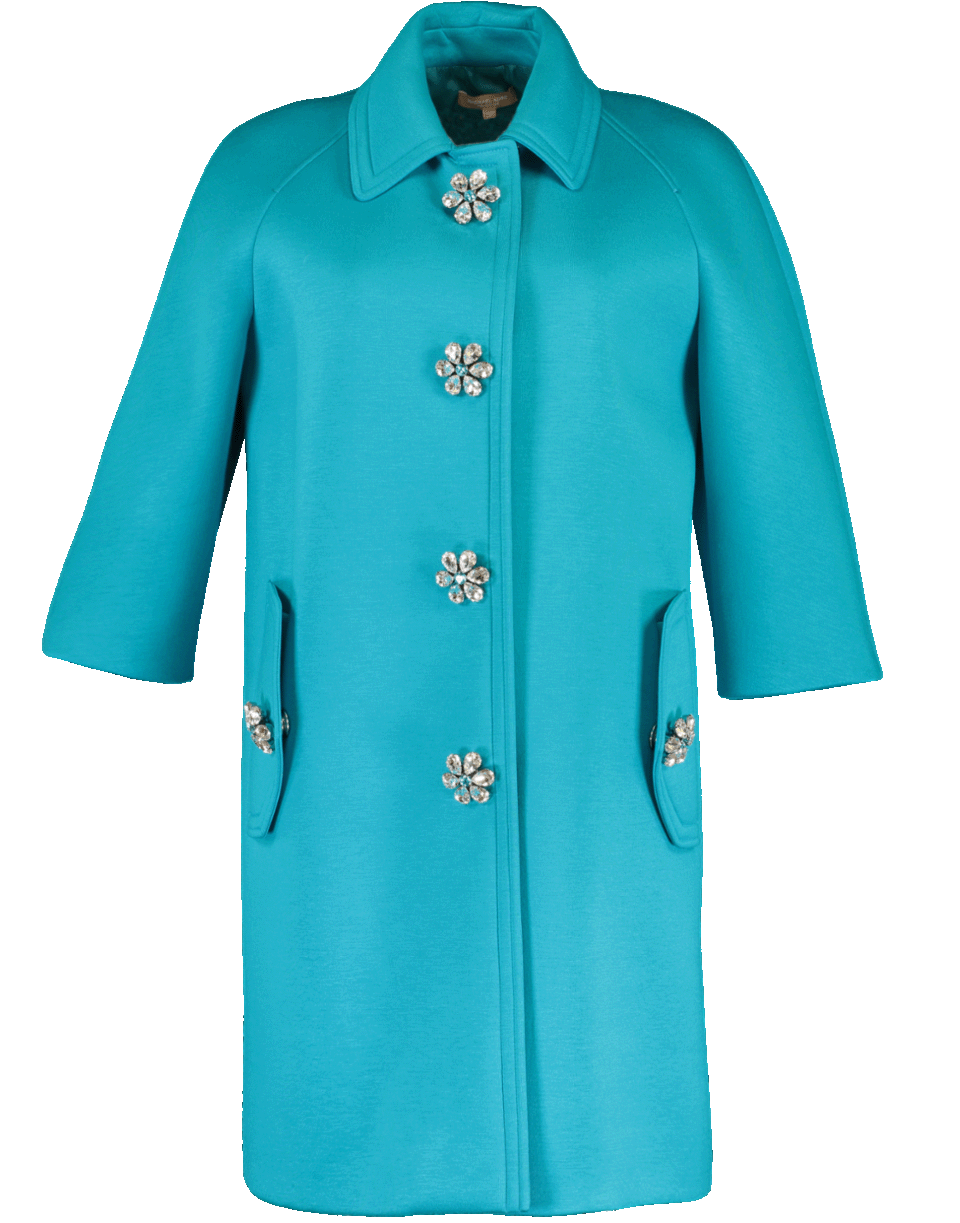 MICHAEL KORS-Scuba Jersey Balmacaan Coat-TURQ