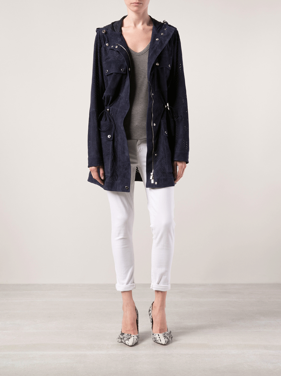 MICHAEL KORS-Suede Perforated Anorak-