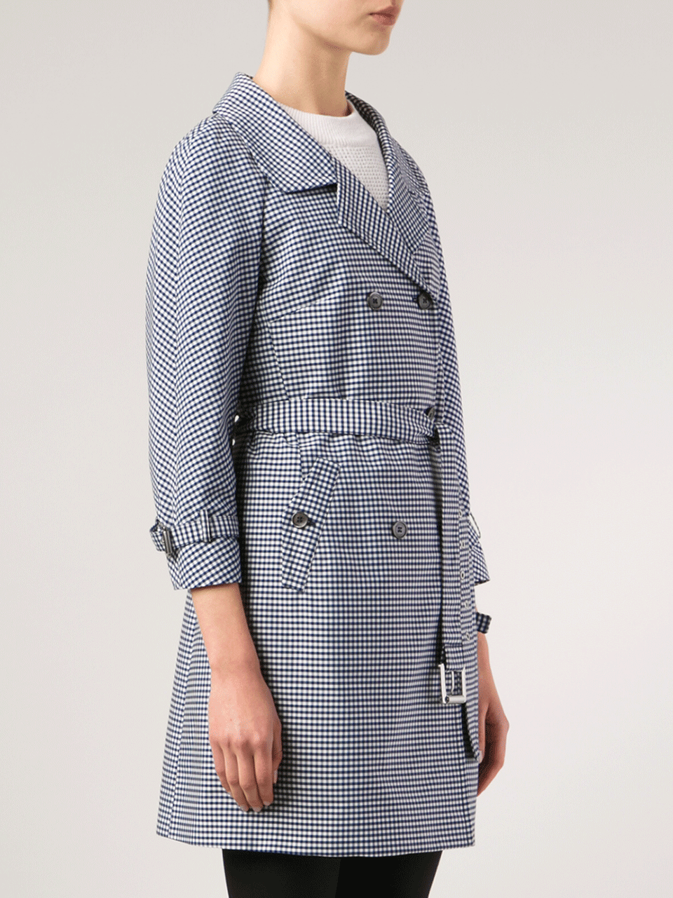MICHAEL KORS-Open Neck Gingham Trench-