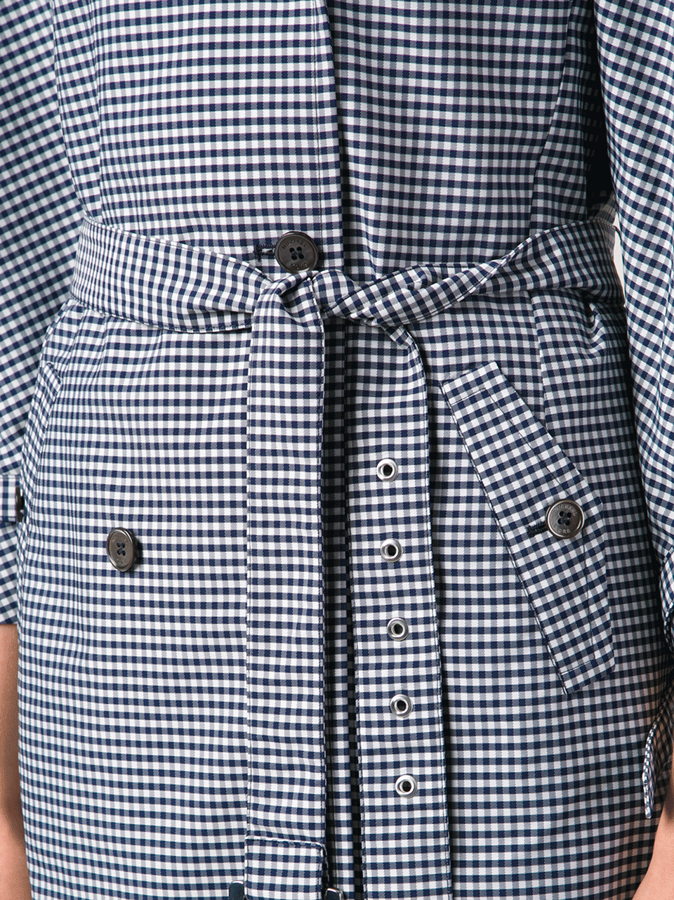 MICHAEL KORS-Open Neck Gingham Trench-