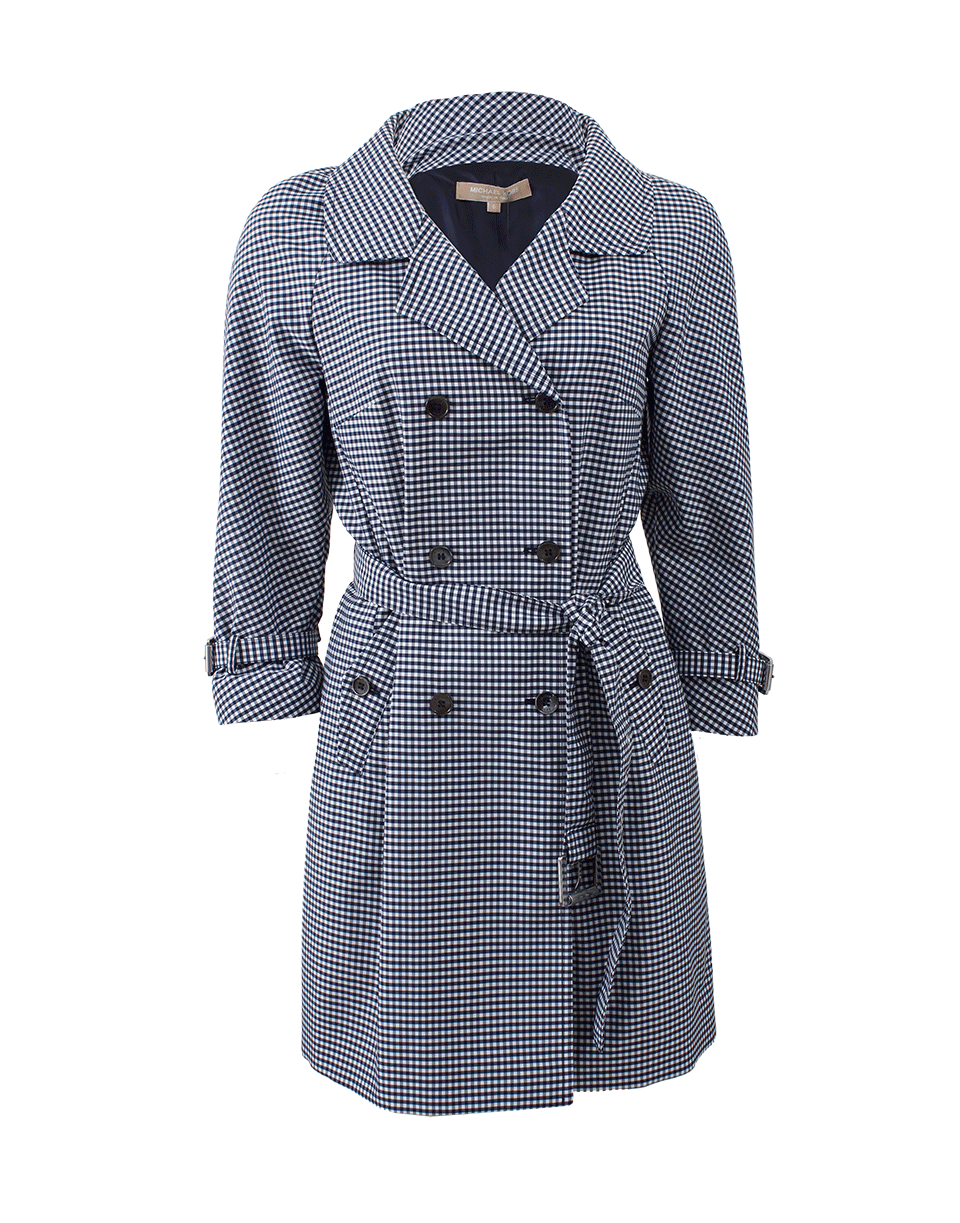 MICHAEL KORS-Open Neck Gingham Trench-