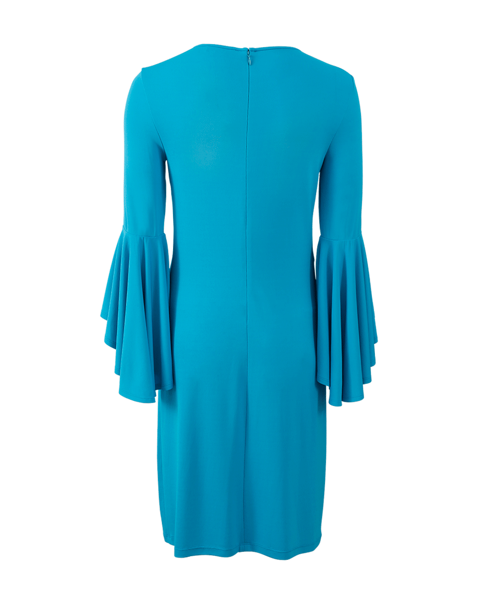 MICHAEL KORS-Cascade Sleeve Jersey Dress-AQUA
