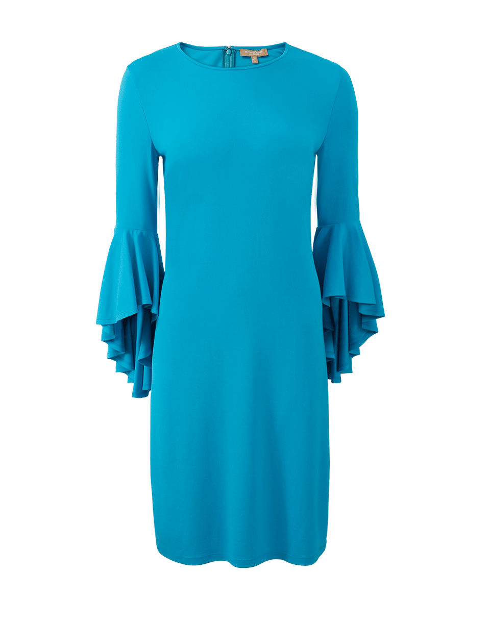 MICHAEL KORS-Cascade Sleeve Jersey Dress-AQUA