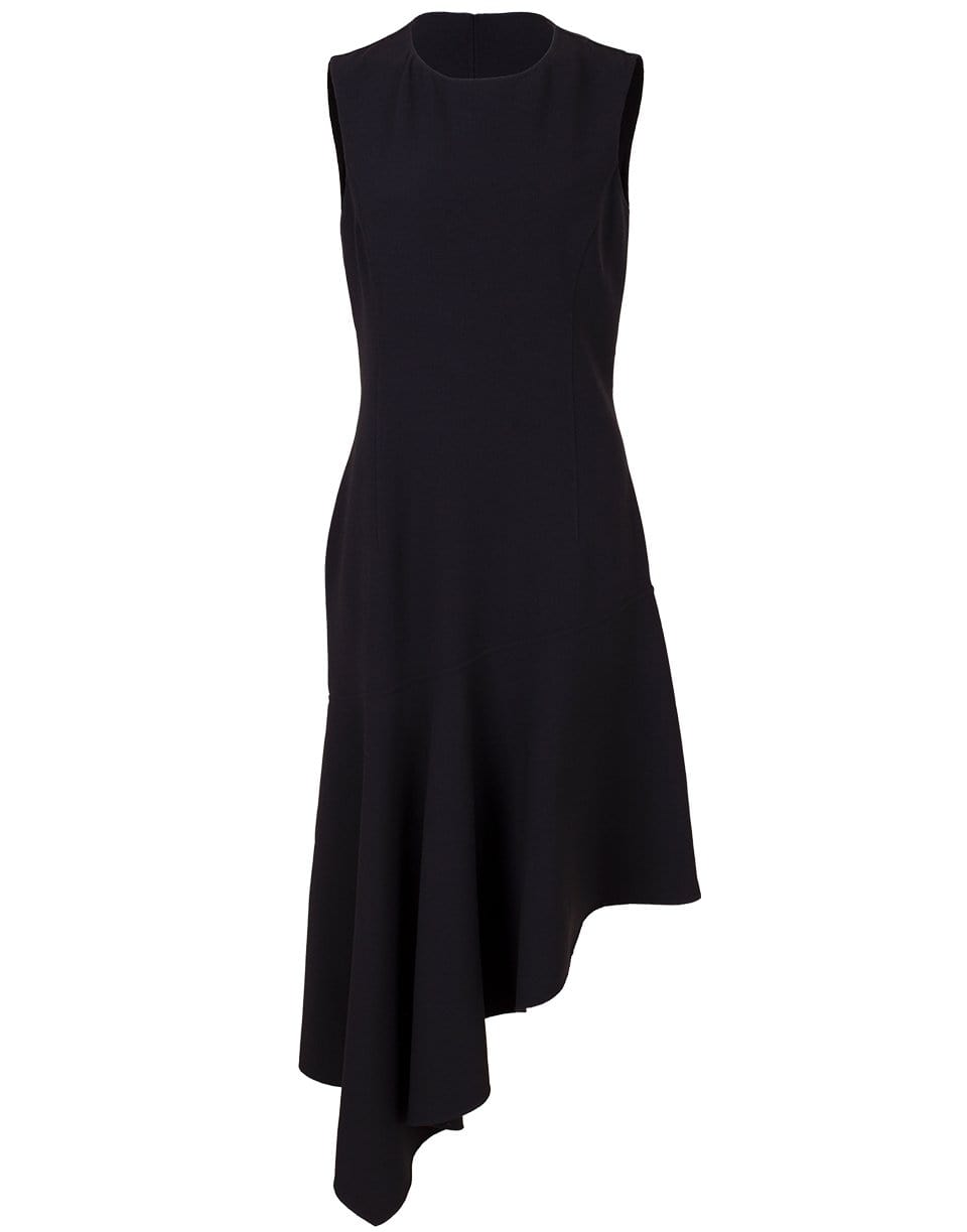 MICHAEL KORS-Double-Face Stretch Wool Crepe Asymmetric Dress-BLACK