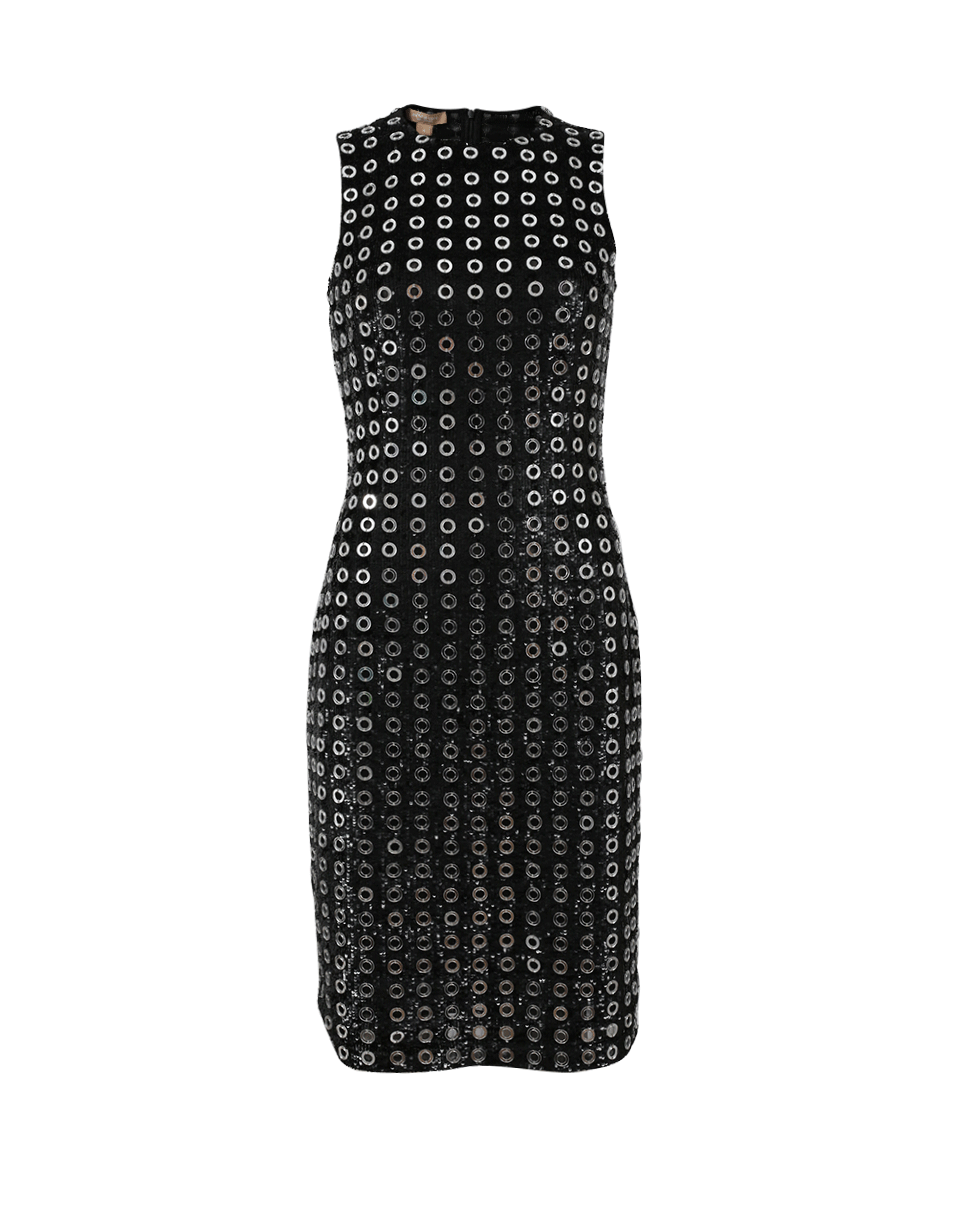 MICHAEL KORS-Grommet Embroidered Dress-BLACK