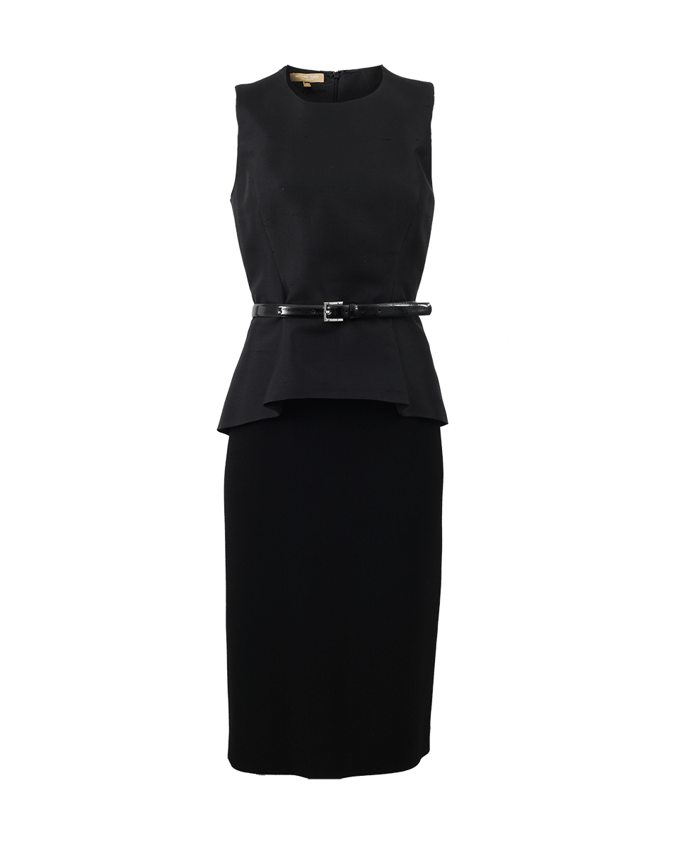 MICHAEL KORS-Belted Peplum Sheath-