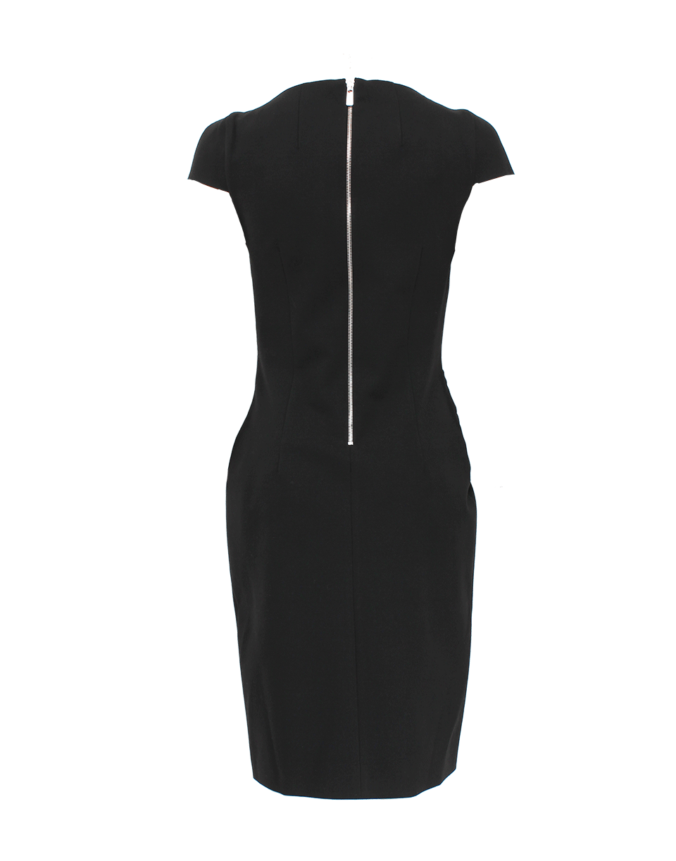 MICHAEL KORS-Cap Sleeve Jersey Draped Dress-BLACK