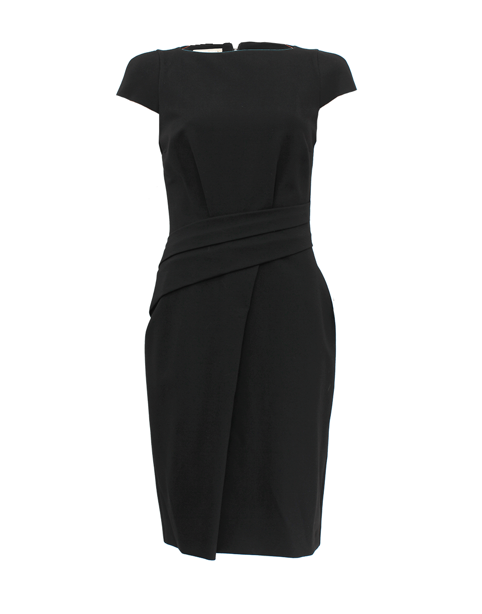 MICHAEL KORS-Cap Sleeve Jersey Draped Dress-BLACK