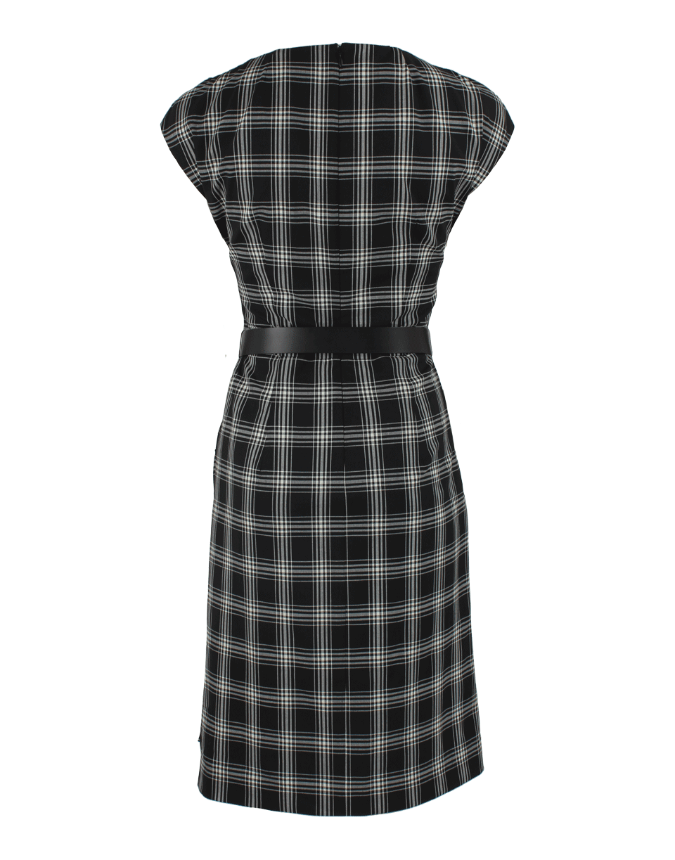 MICHAEL KORS-Taos Handkerchief Belted Dress-BLK/IVRY