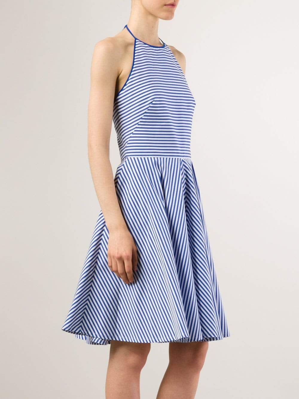 MICHAEL KORS-Striped Poplin Halter Dress-