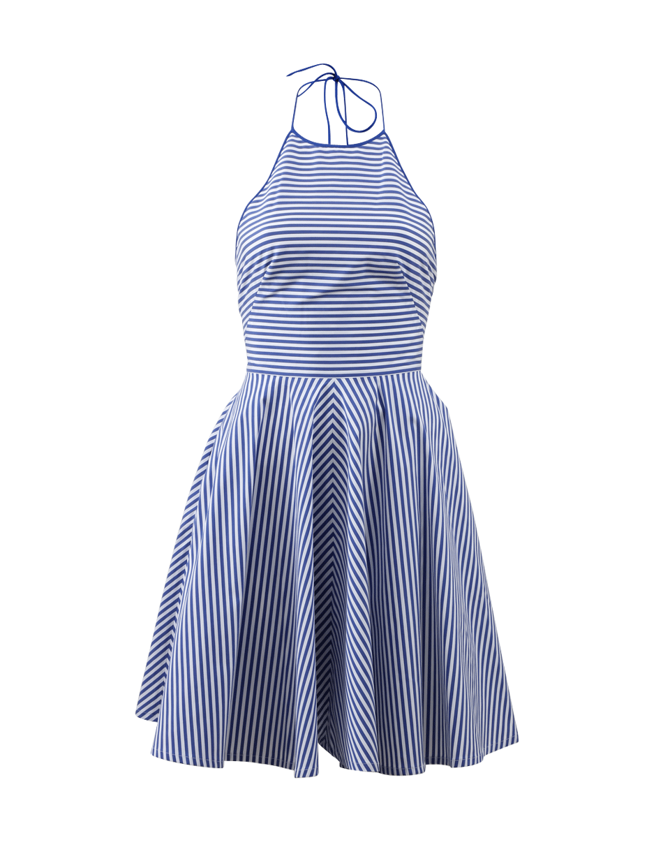 MICHAEL KORS-Striped Poplin Halter Dress-