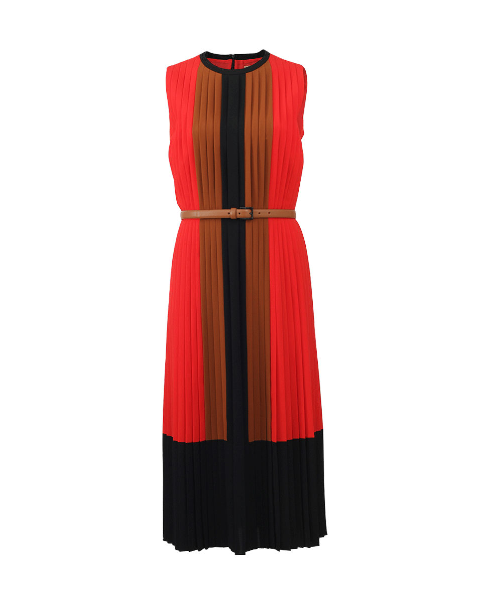 MICHAEL KORS-Pleated Color Block Dress-CORAL