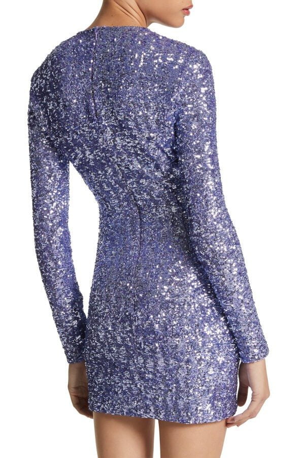 MICHAEL KORS-Long Sleeve Sequin Dress-