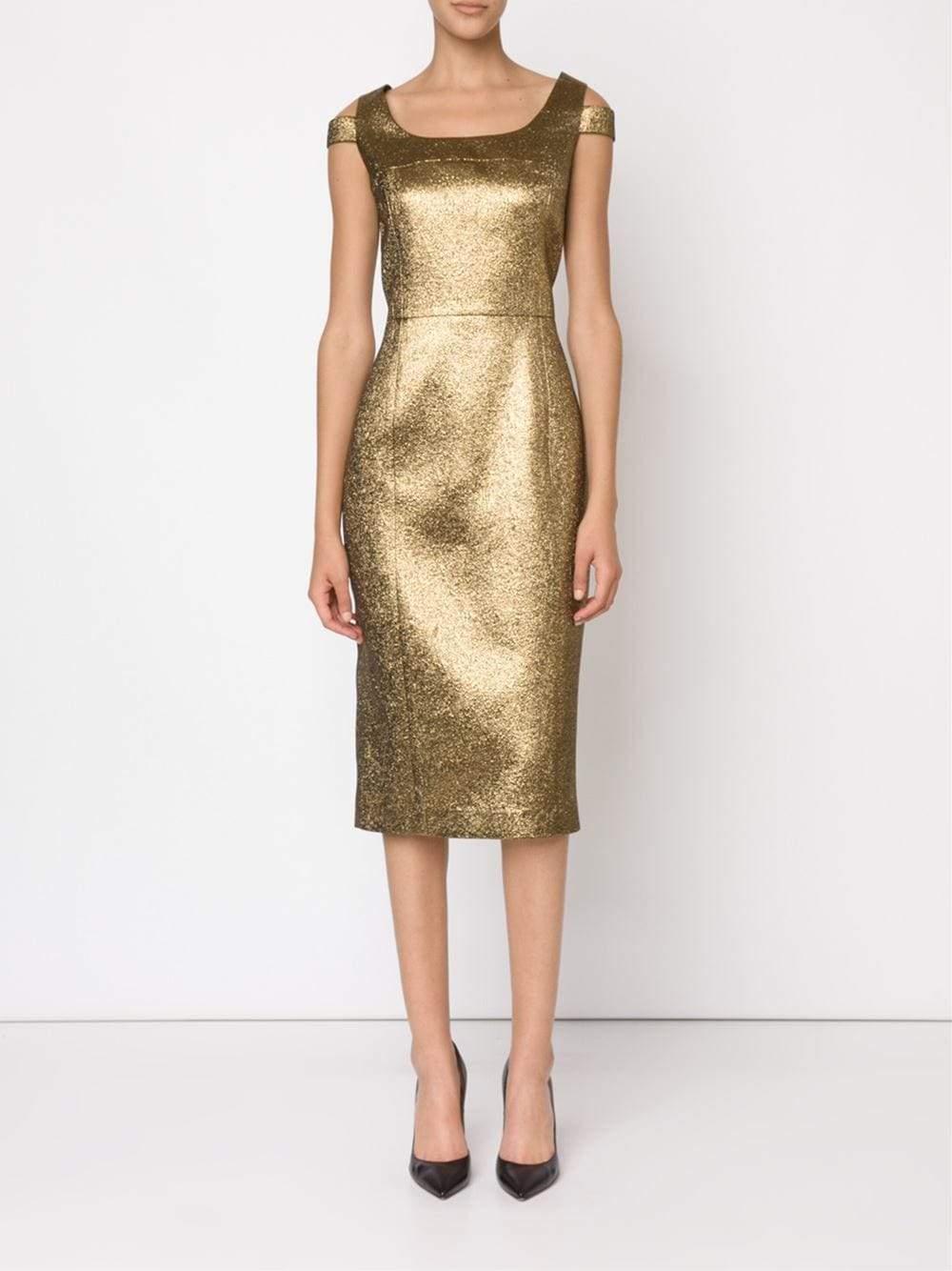 MICHAEL KORS-Paisley Jaquard Off Shoulder Sheath-