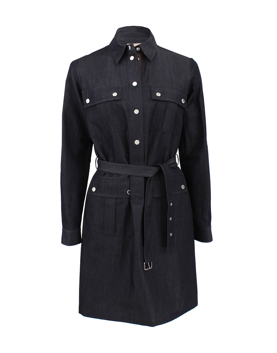 MICHAEL KORS-Leather Trim Cargo Shirt Dress-
