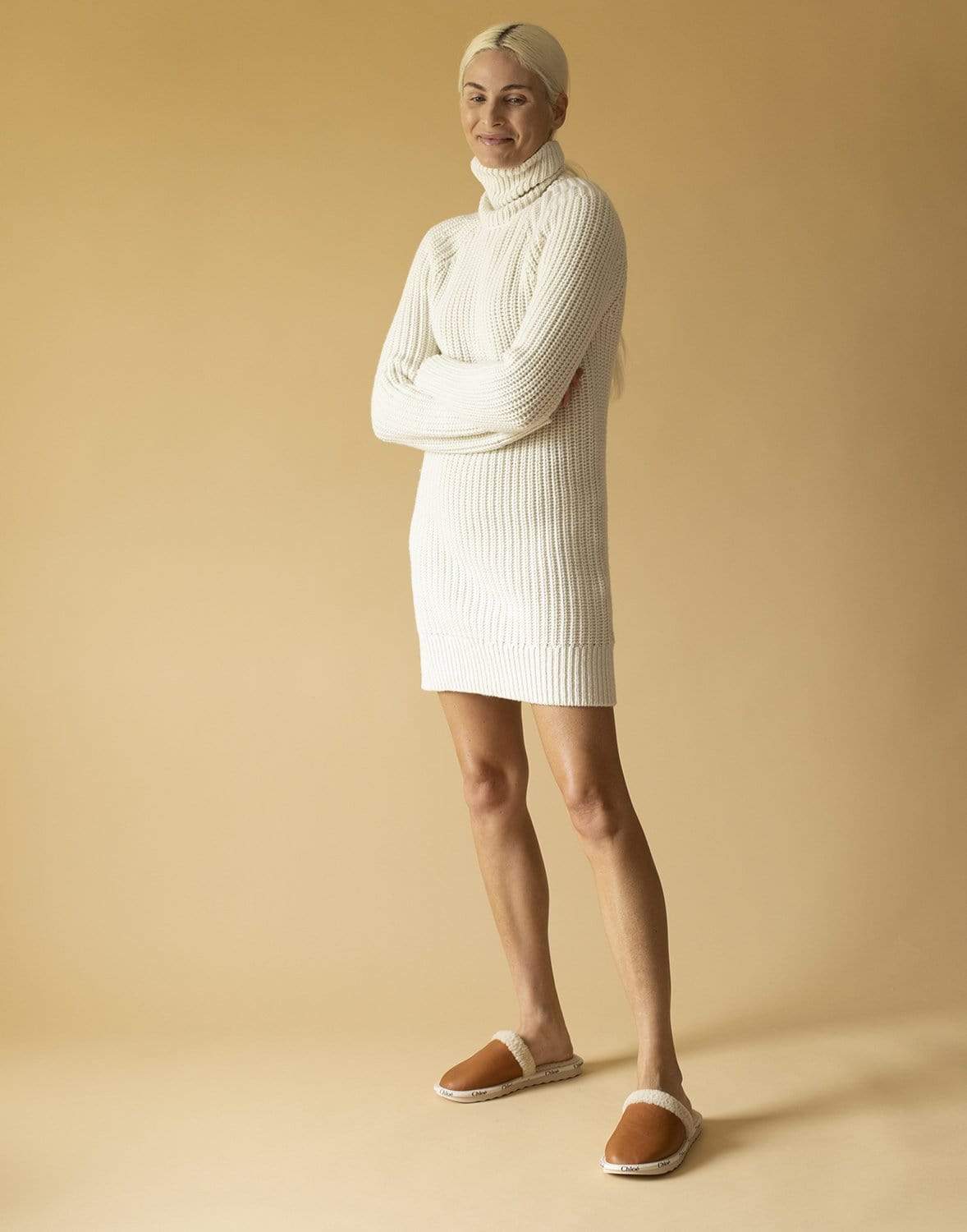 MICHAEL KORS-Shaker Turtleneck Dress - Ivory-