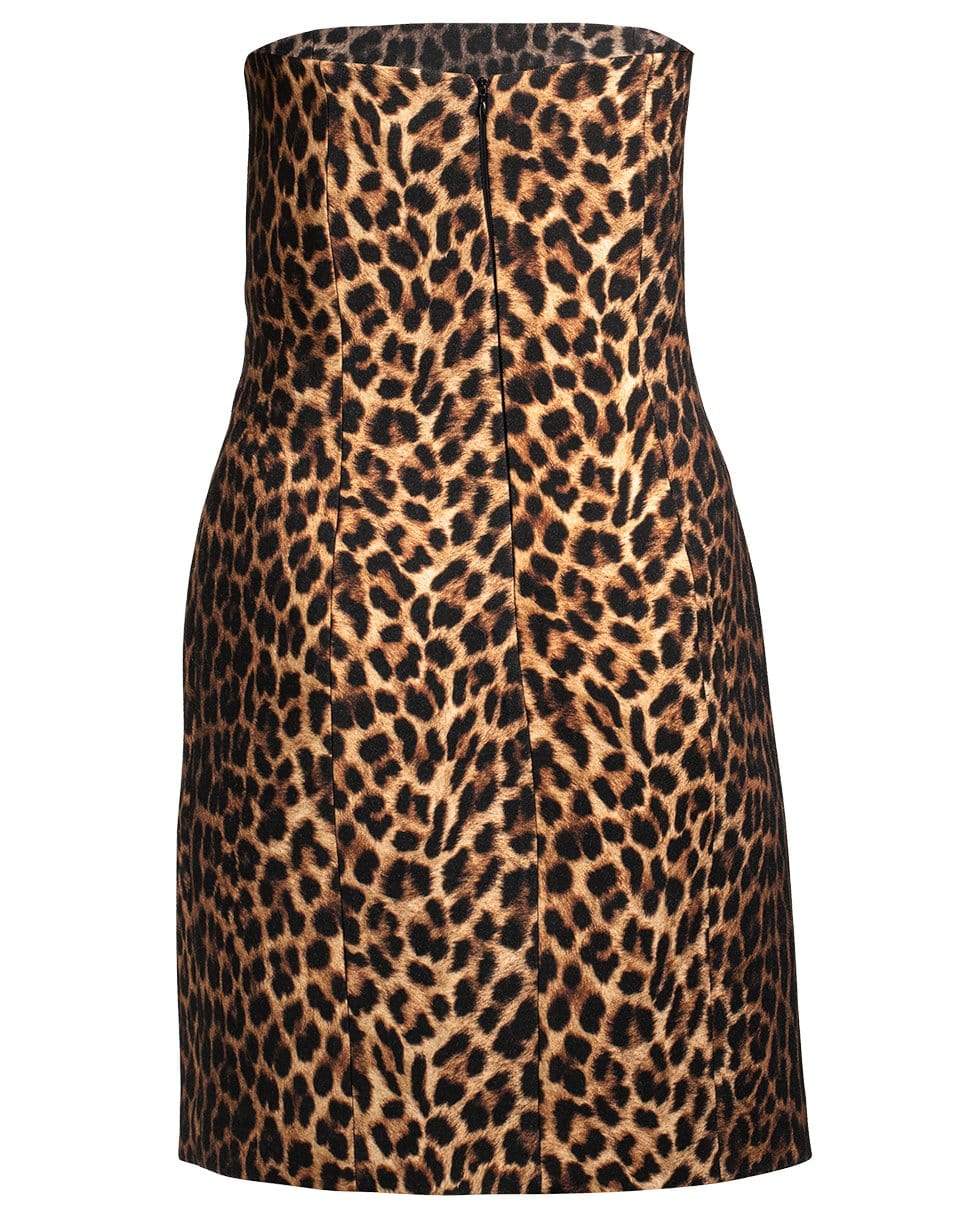 MICHAEL KORS-Leopard Strapless Slit Dress-