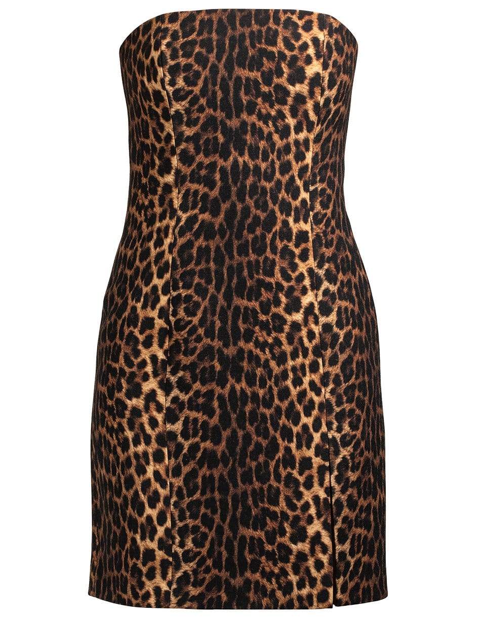 MICHAEL KORS-Leopard Strapless Slit Dress-