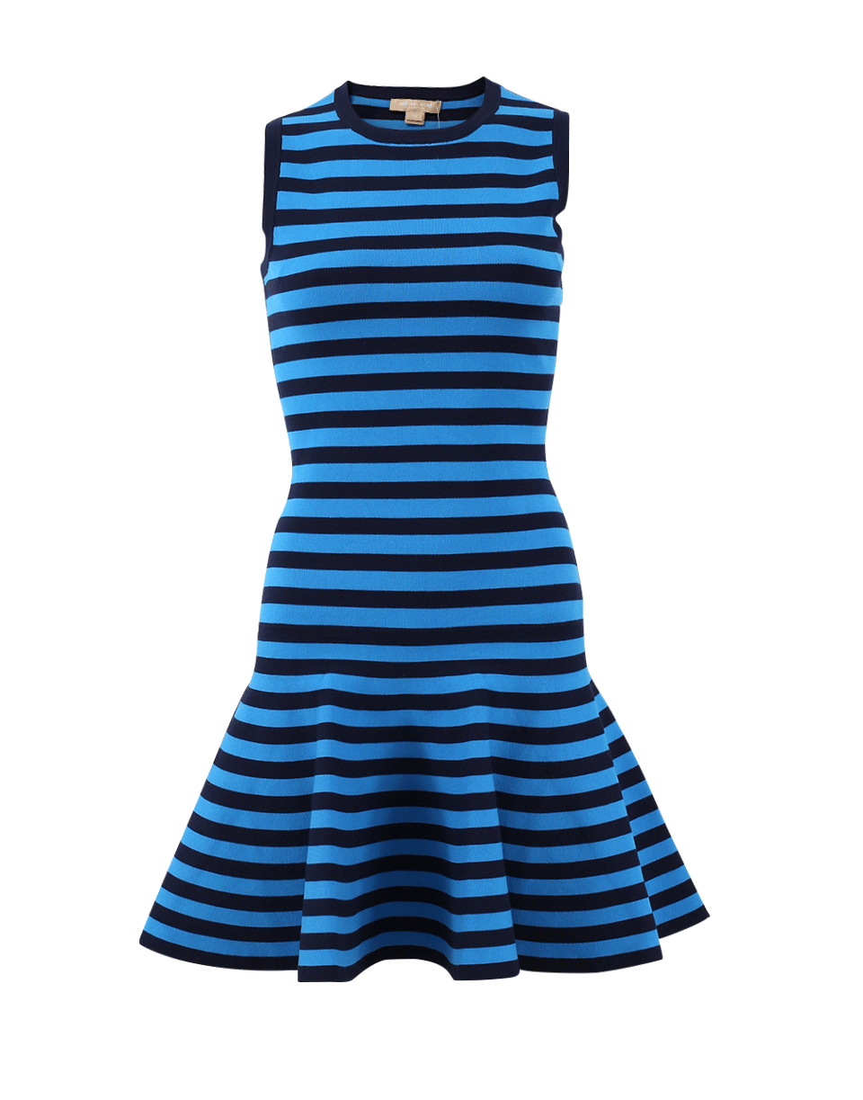 MICHAEL KORS-Striped Flounce Knit Dress-