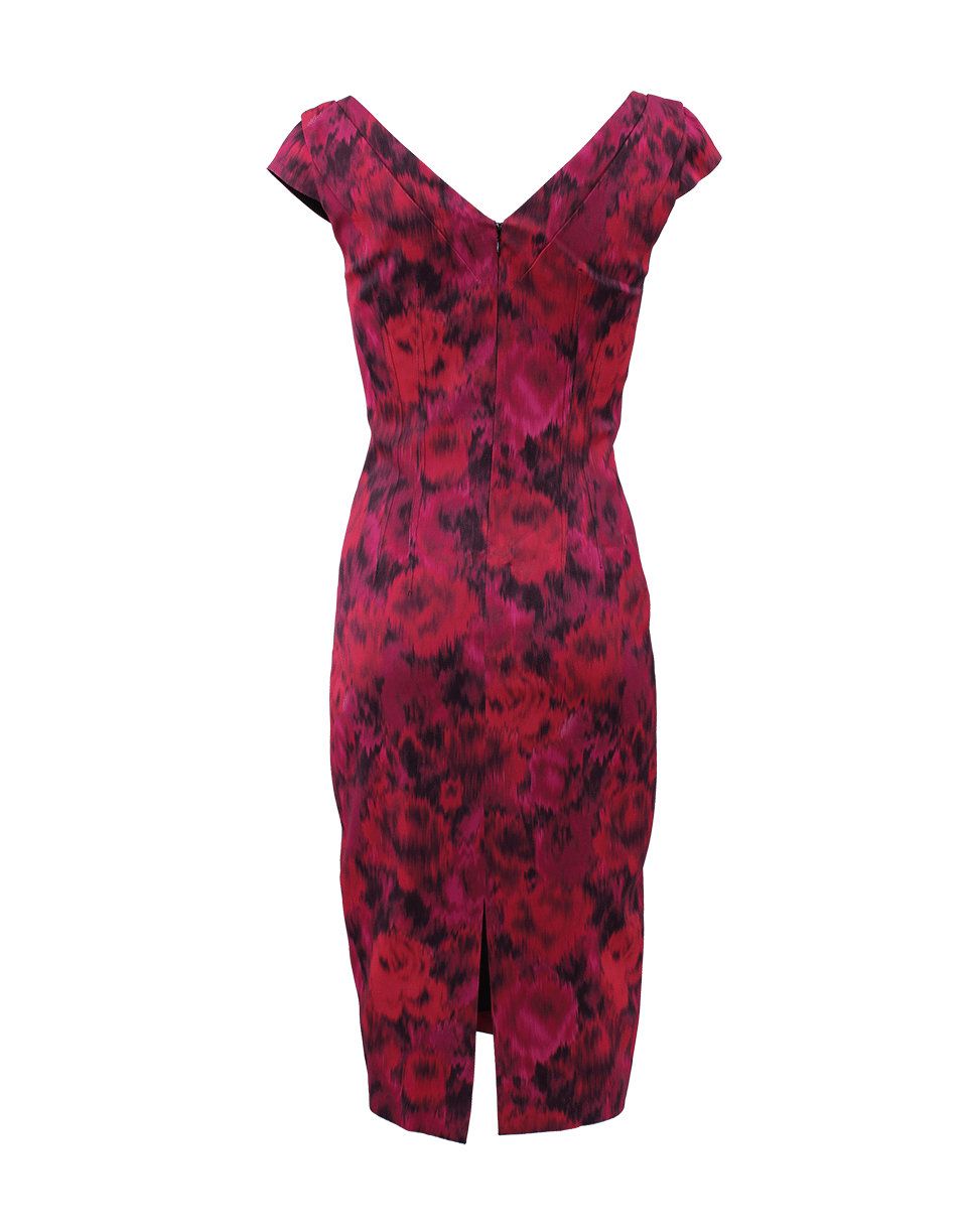 MICHAEL KORS-V-Neck Floral Drape Sheath Dress-