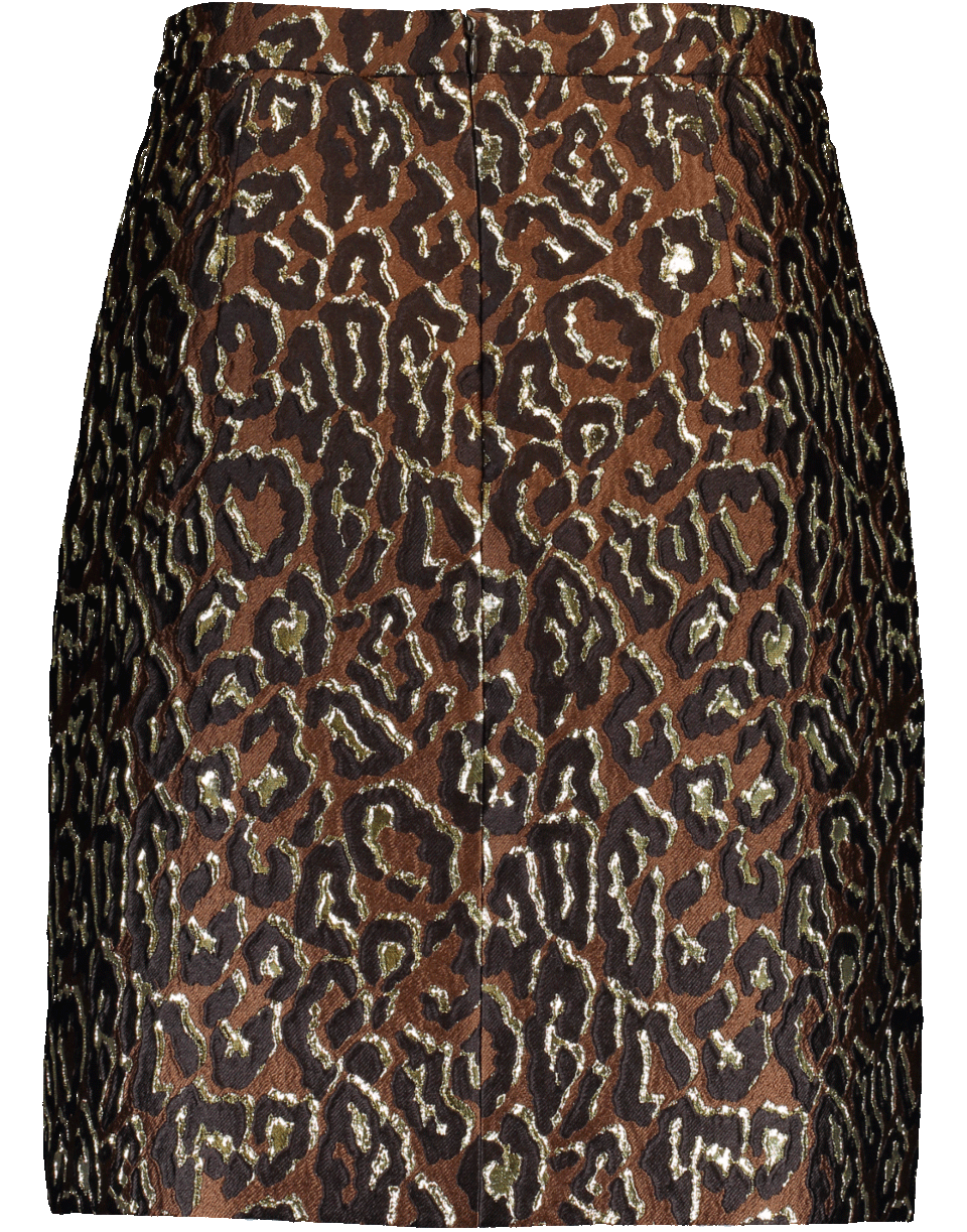 MICHAEL KORS-Leopard Metallic Jacquard Skirt-