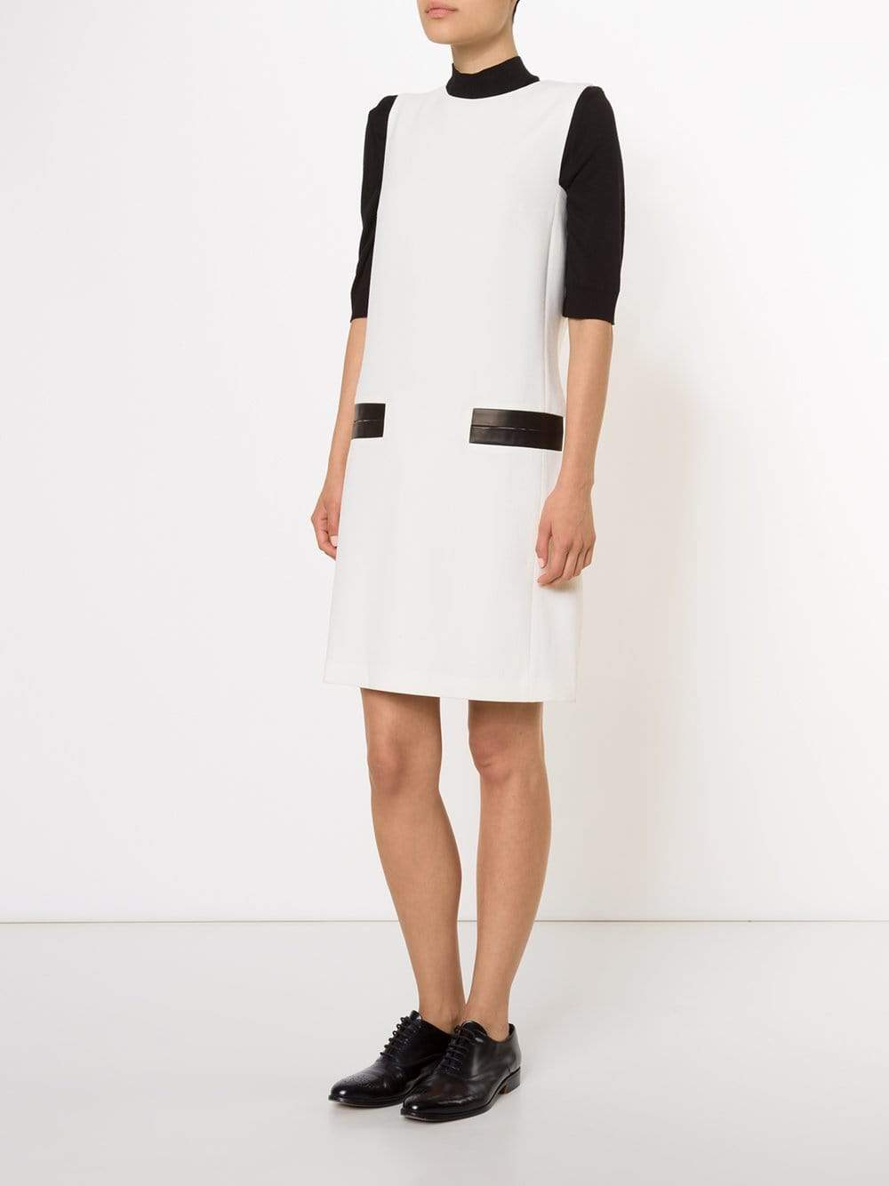 MICHAEL KORS-Leather Trim Shift Dress-