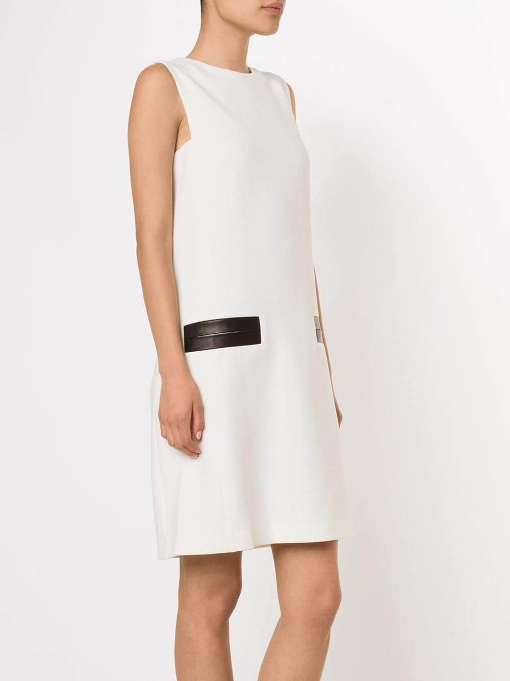 MICHAEL KORS-Leather Trim Shift Dress-