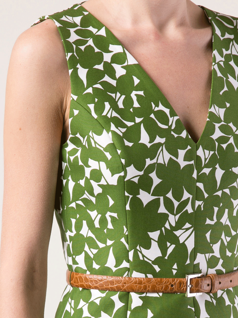 MICHAEL KORS-V-Neck Floral Sheath With Belt-