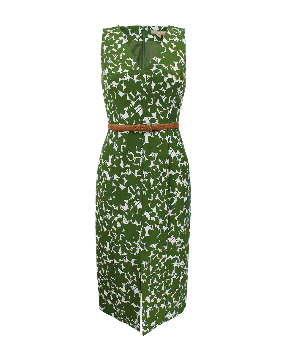 MICHAEL KORS-V-Neck Floral Sheath With Belt-