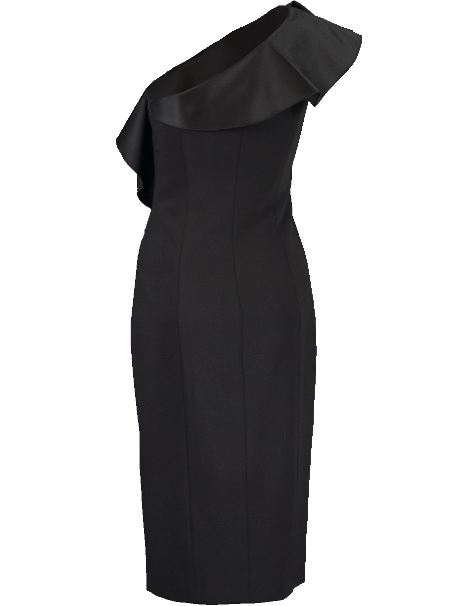 MICHAEL KORS-One Shoulder Ruffle Sheath Back Dress-