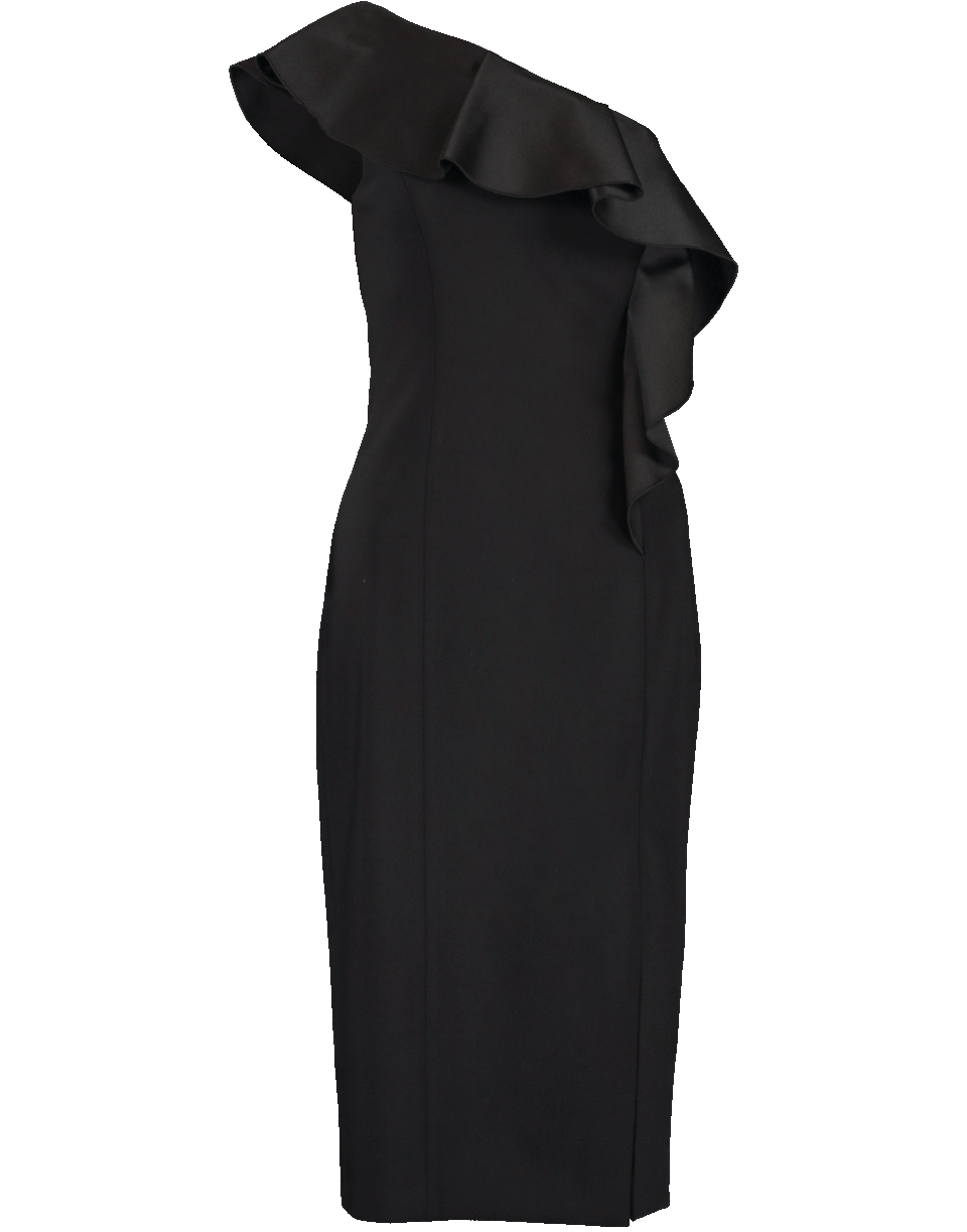 MICHAEL KORS-One Shoulder Ruffle Sheath Back Dress-