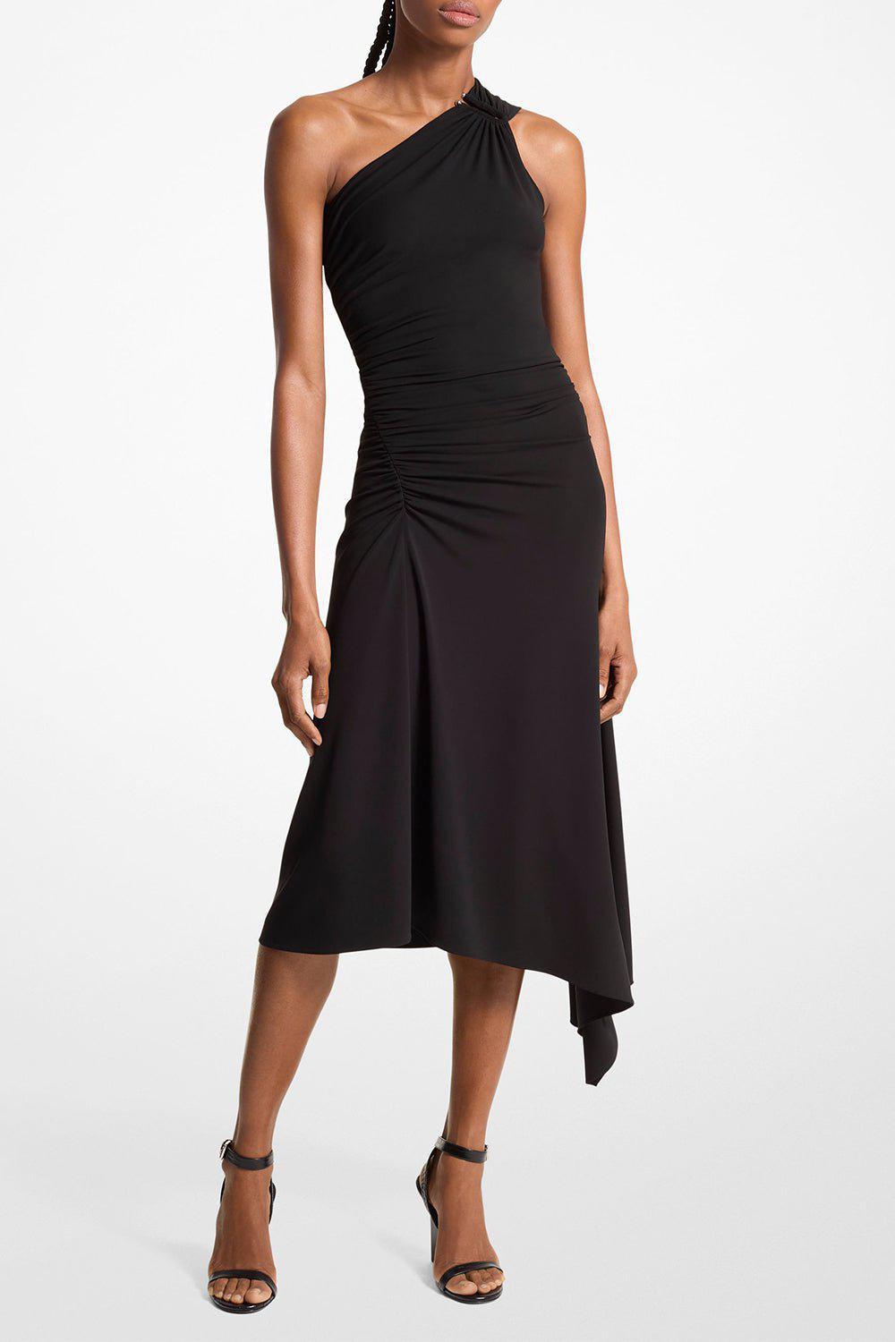 MICHAEL KORS-Ruched One Shoulder Dress-