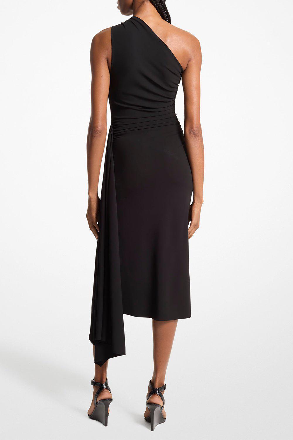 MICHAEL KORS-Ruched One Shoulder Dress-