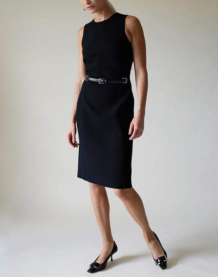 MICHAEL KORS-Crew Boucle Dress with Belt-BLACK