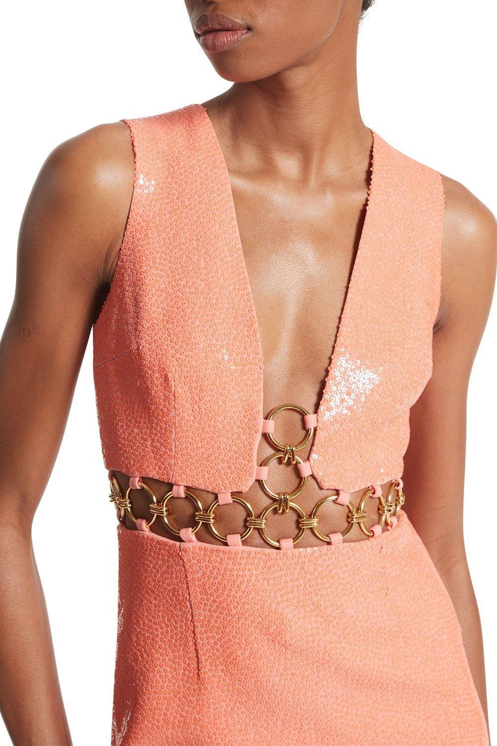 MICHAEL KORS-Sequin Double Ring Dress-MELON