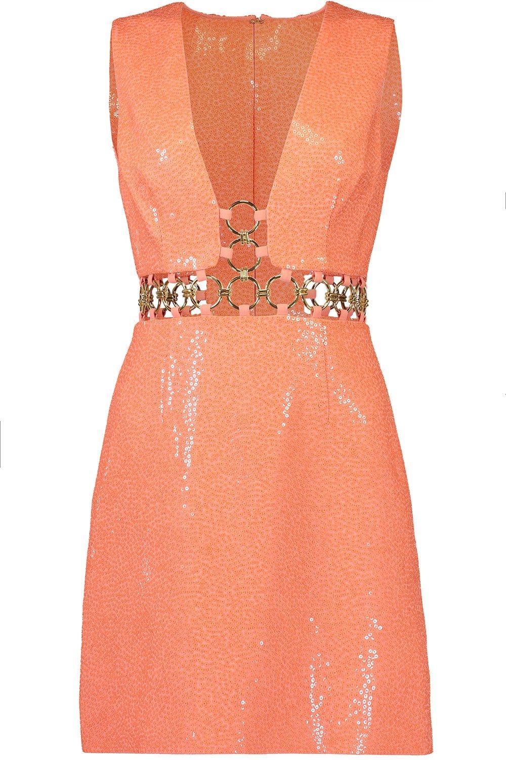 MICHAEL KORS-Sequin Double Ring Dress-MELON