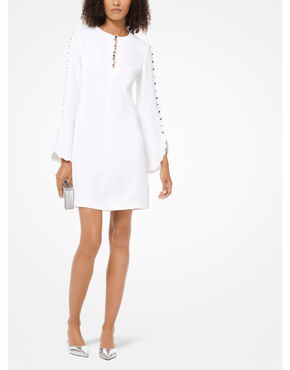 MICHAEL KORS-Sable Scallop Sleeve Shift Dress-